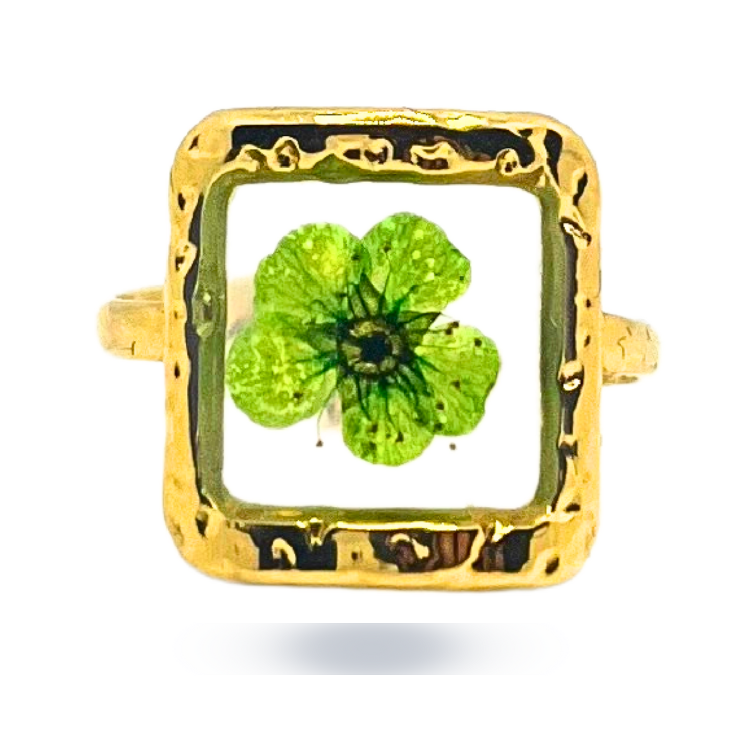 Pressed Green Flower Ring