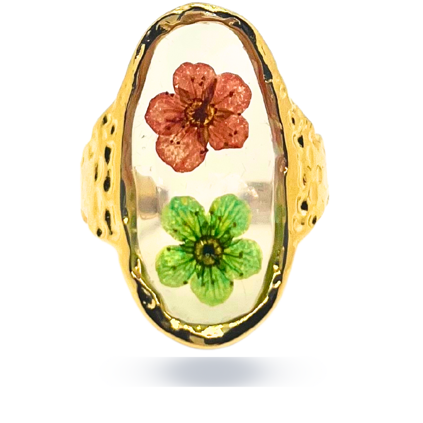 Pressed Double Flower Ring