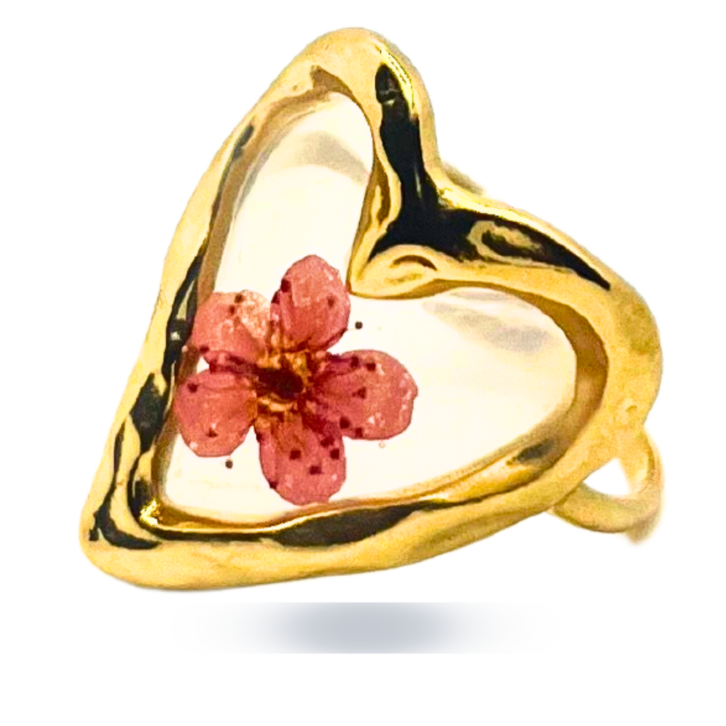 Pressed Red Flower Ring