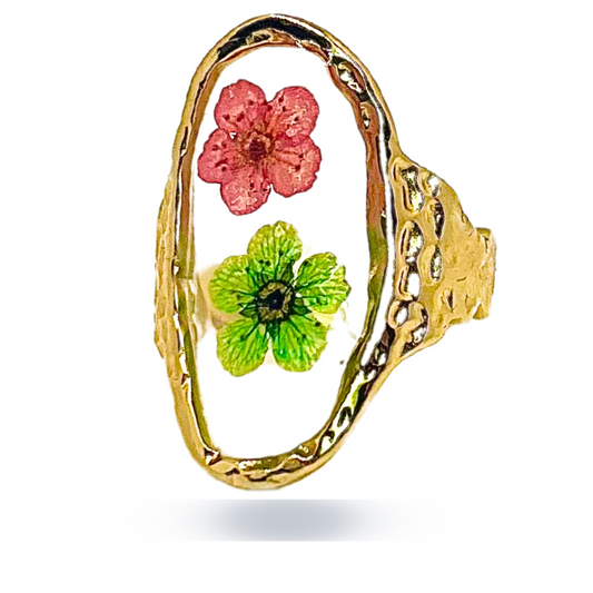 Pressed Double Flower Ring